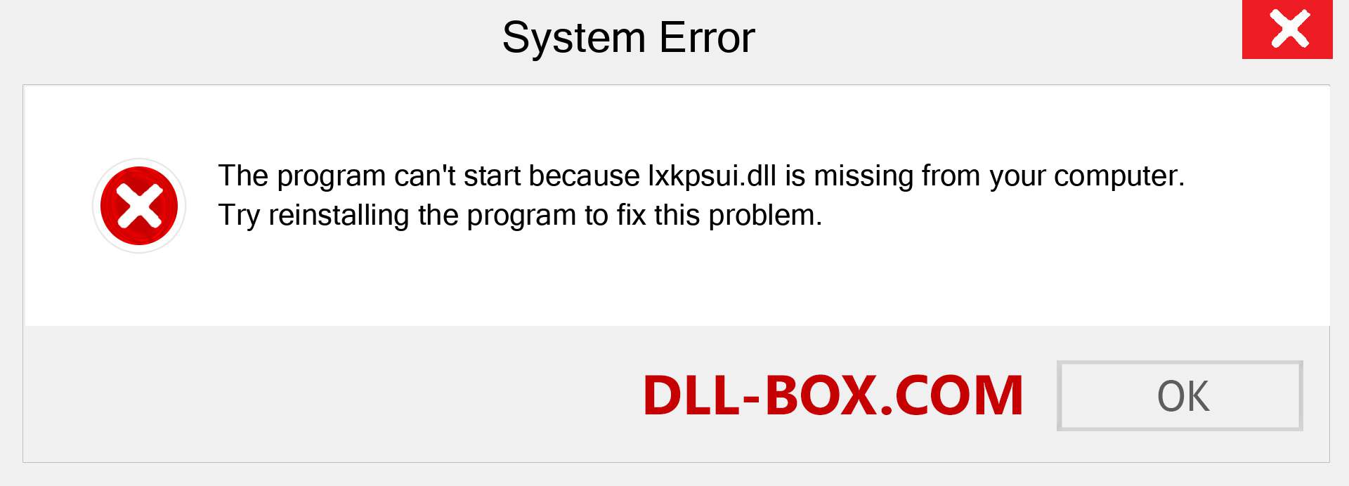  lxkpsui.dll file is missing?. Download for Windows 7, 8, 10 - Fix  lxkpsui dll Missing Error on Windows, photos, images